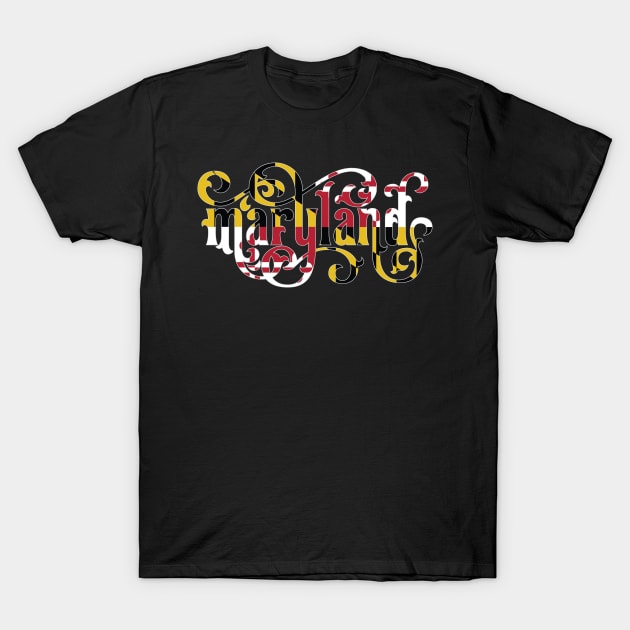 Maryland Script Flag T-Shirt by polliadesign